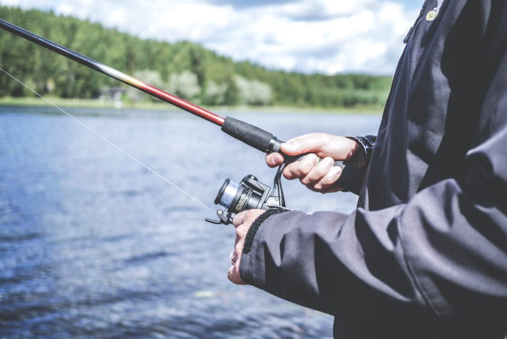 A person with a fishing pole